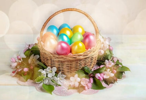 Spring Flowers Easter Eggs Photography Backdrop SH098
