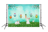 Bunny Easter Eggs Green Backdrop for Photography SH108