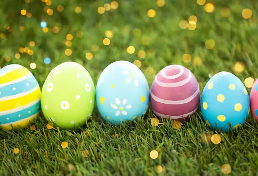 Happy Easter Day Green Grass Easter Eggs Backdrop for Photos SH112