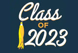 Classe de 2023 Graduation fond bleu Photo Booth Toile de fond SH-262