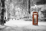 Toile de fond de cabine téléphonique rouge neige de Londres pour studio photo SHU1022
