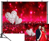Saint Valentin toile de fond photographie fond de paillettes rouges coeurs blancs thème d'amour VAT-40