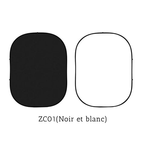 Toile de fond photo pliable double face noir et blanc 5x6.5ft (1.5x2m) ZC01