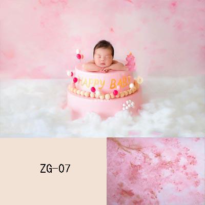 Toile De Fond De Nouveau-Né Fond Rose Fond Floral Bébé Fille Photographie Zg-07