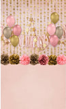 Flowers Balloons Baby Pink Photography Backdrops ZH-139