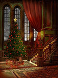 Christmas Tree Vintage Room Backdrop for Party Decoration Studio Photography
