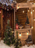 Noël lumières colorées neige bois décoration photo toile de fond KAT-62