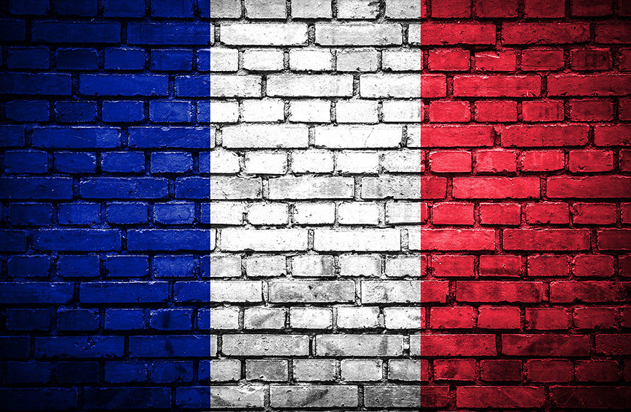 Rétro France Drapeau National Brique Mur Photographie Toile de Fond