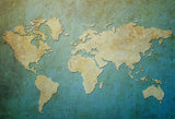 World Map Vintage Retro Yellowed Backdrop for Photo Booth