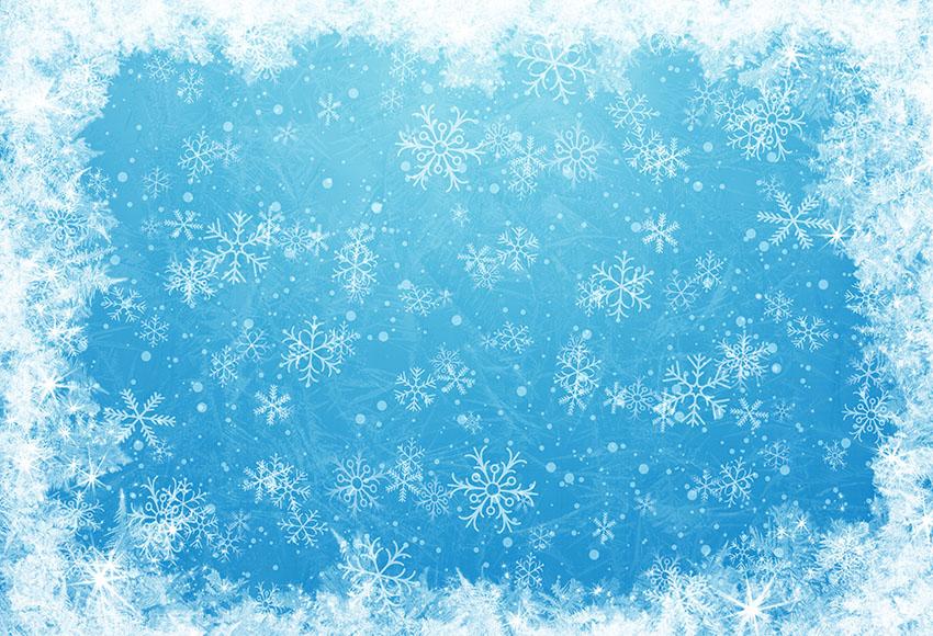 Bokeh Snowflake  Winter Blue Photo Booth Backdrop LV-1033
