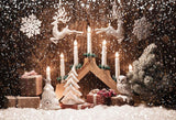 Reindeer Snowflake Christmas Tree Xmas Gift Box Decor Backdrop
