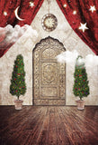 Cartoon House Christmas Tree Twinkle Stars Moon Decor Backdrop