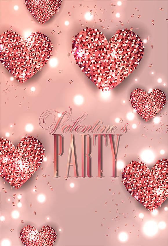 Glitter Love Heart Backdrop for Valentine's Party LV-1212