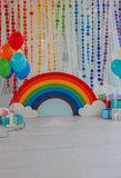 1st Birthday Cake Smash Rainbow Cloud Balloons Backdrop