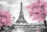 Paris Eiffel Tower Pink Flowers Tree Backdrop for Photography LV-1548