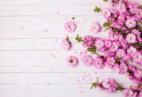 Bright Pink Flowers White Wood Backdrop for Photography Studio