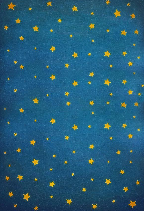 Cartoon Twinkle Stars Blue Backdrop for Newborn Photography