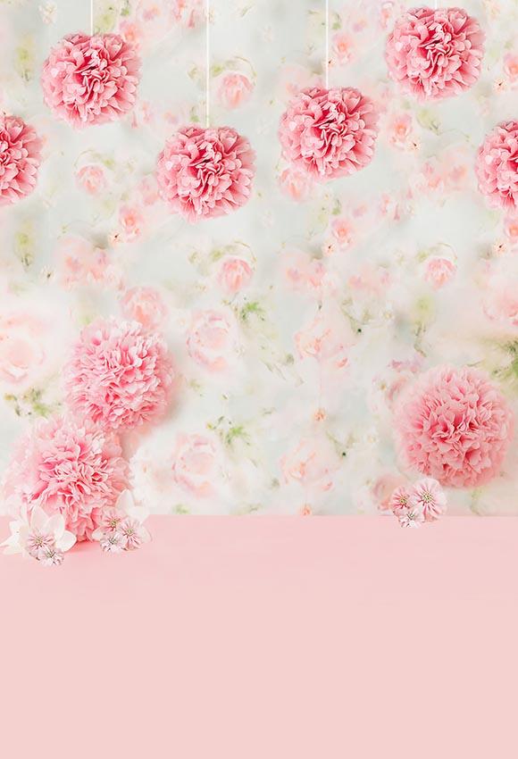 Pink Floral Wall Photo Booth Backdrop for Baby  LV-456