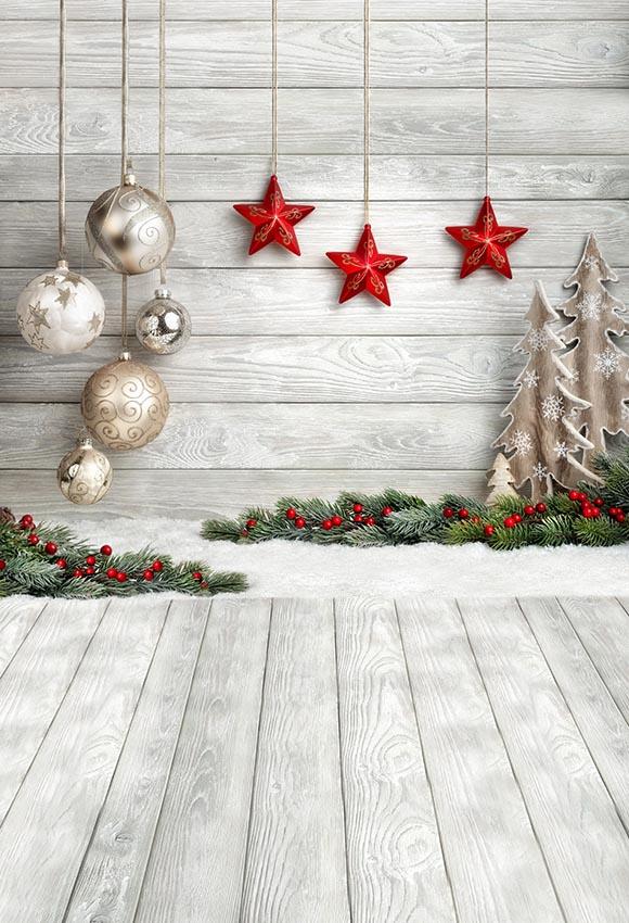 Toile de fond de Noël Photographie de plancher en bois  LV-866