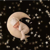 1+4pcs Nouveau-né Bébé Photographie Accessoire Toile de Fond Croissant de Lune Étoile en Peluche Oreiller Ensemble