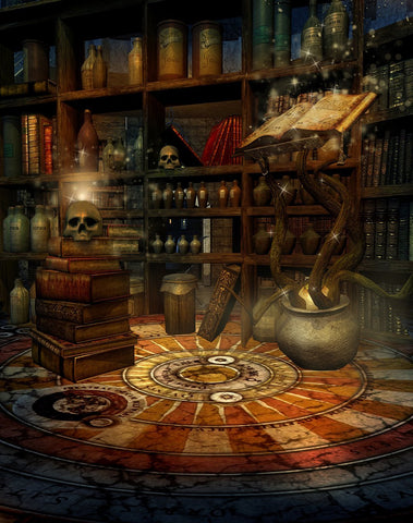 Weird Magic Wizard Pharmacy Halloween Backdrops DBD-P19047